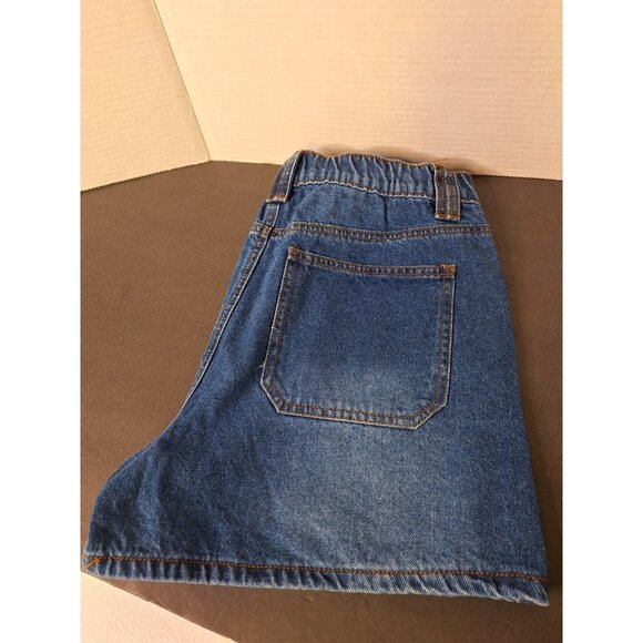 Wax Jean Collection Dark Blue Distressed Jeans Skater Shorts Size Large 30X3 - Picture 5 of 5